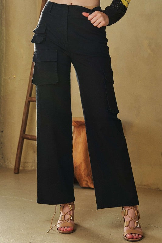 Davi & Dani Flap Pocket Mid Rise Cargo Pants - Charming Charlie