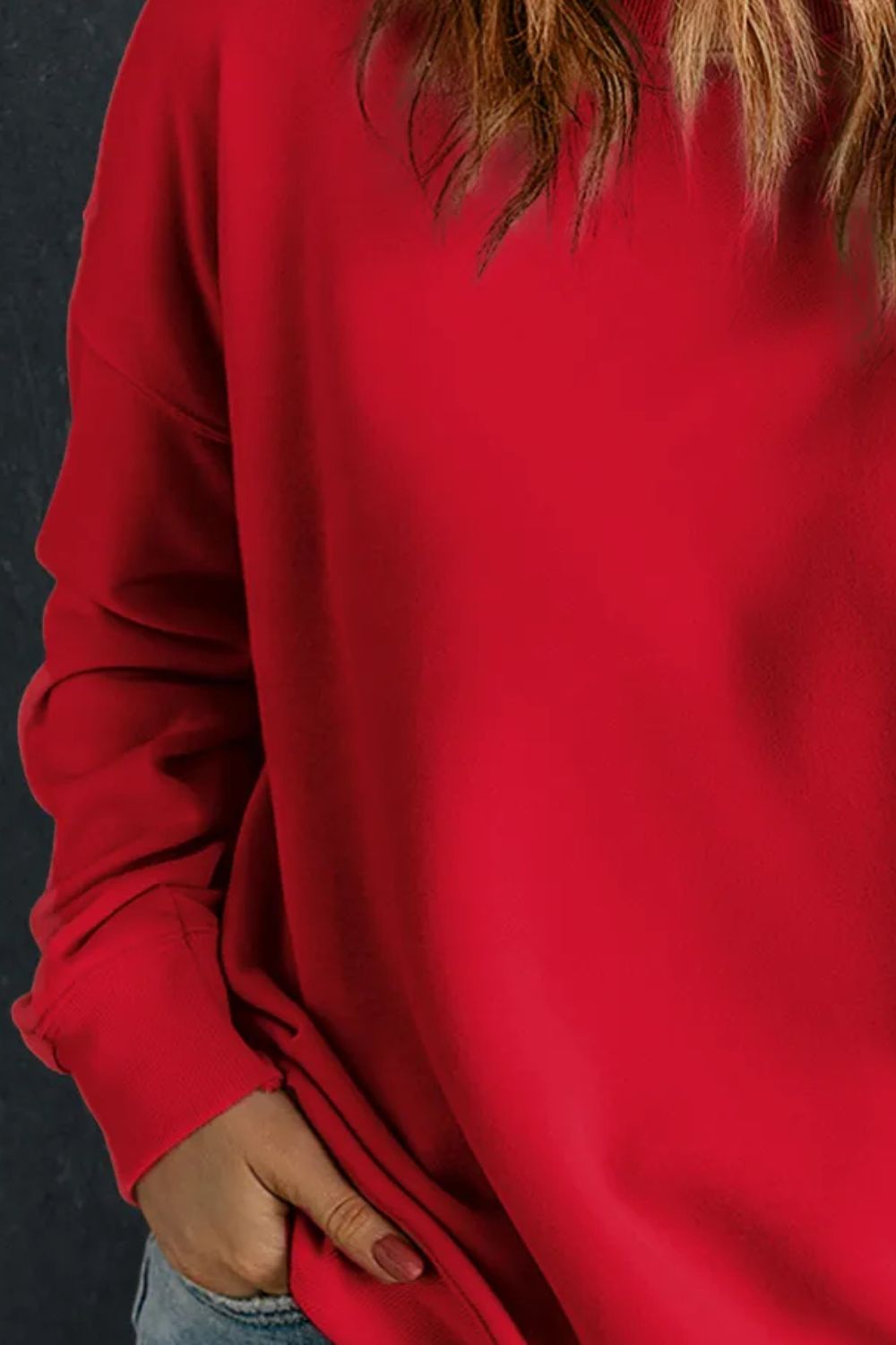 Plus Size Round Neck Long Sleeve Sweatshirt - Charming Charlie