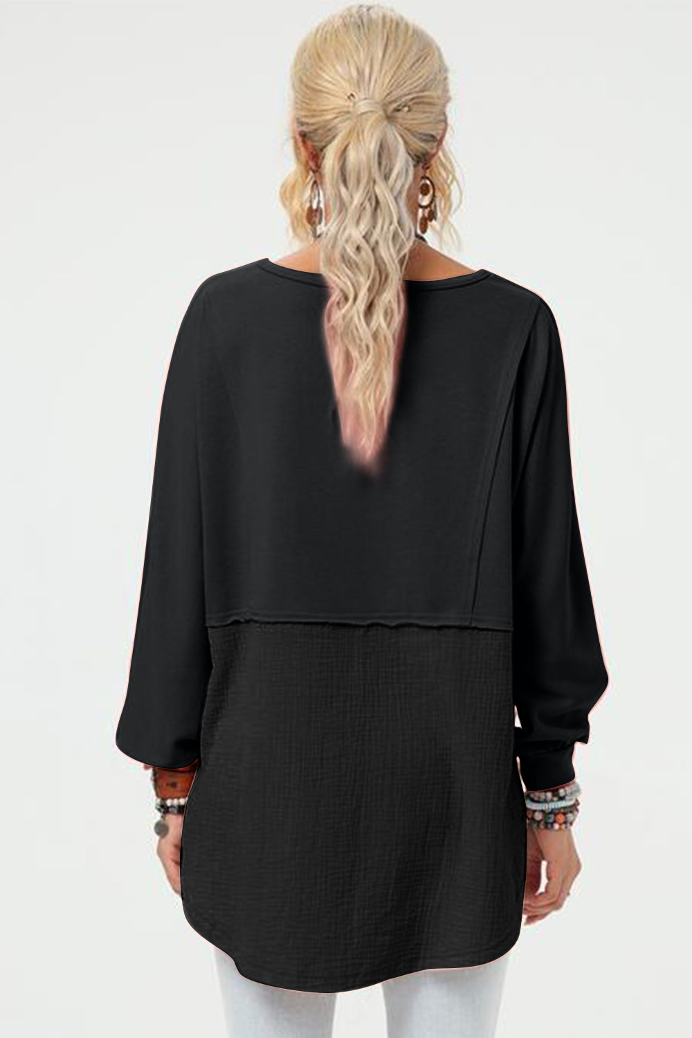 Double Take Full Size Long Sleeve High-Low T-Shirt - Charming Charlie
