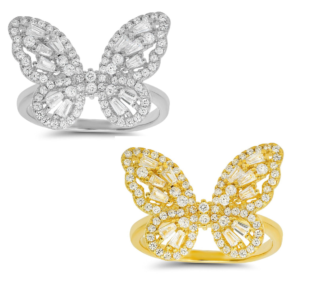 Sterling Silver Baguette Butterfly Ring - Charming Charlie