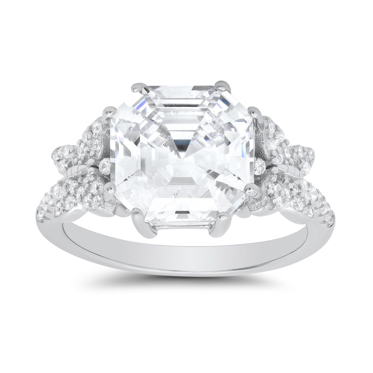 Sterling Silver Asscher-cut CZ Butterfly Ring - Charming Charlie