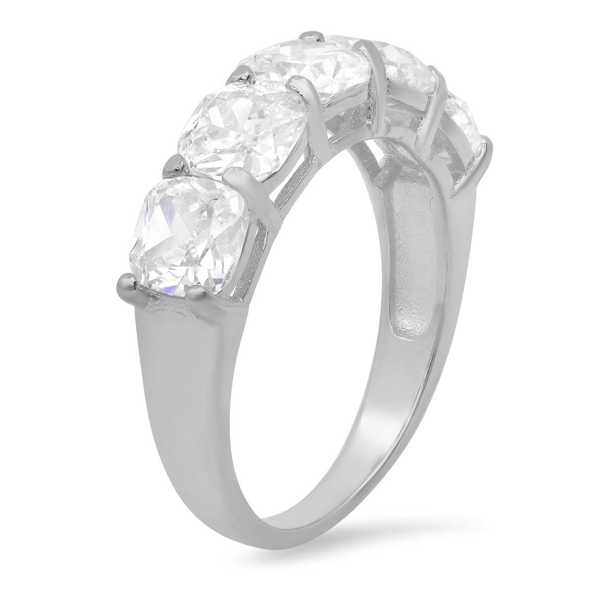 Sterling Silver 5-stone Cushion-cut CZ Ring - Charming Charlie