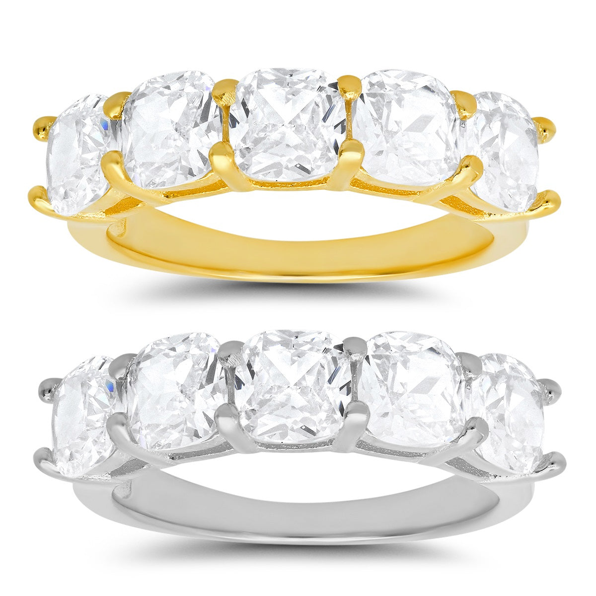 Sterling Silver 5-stone Cushion-cut CZ Ring - Charming Charlie