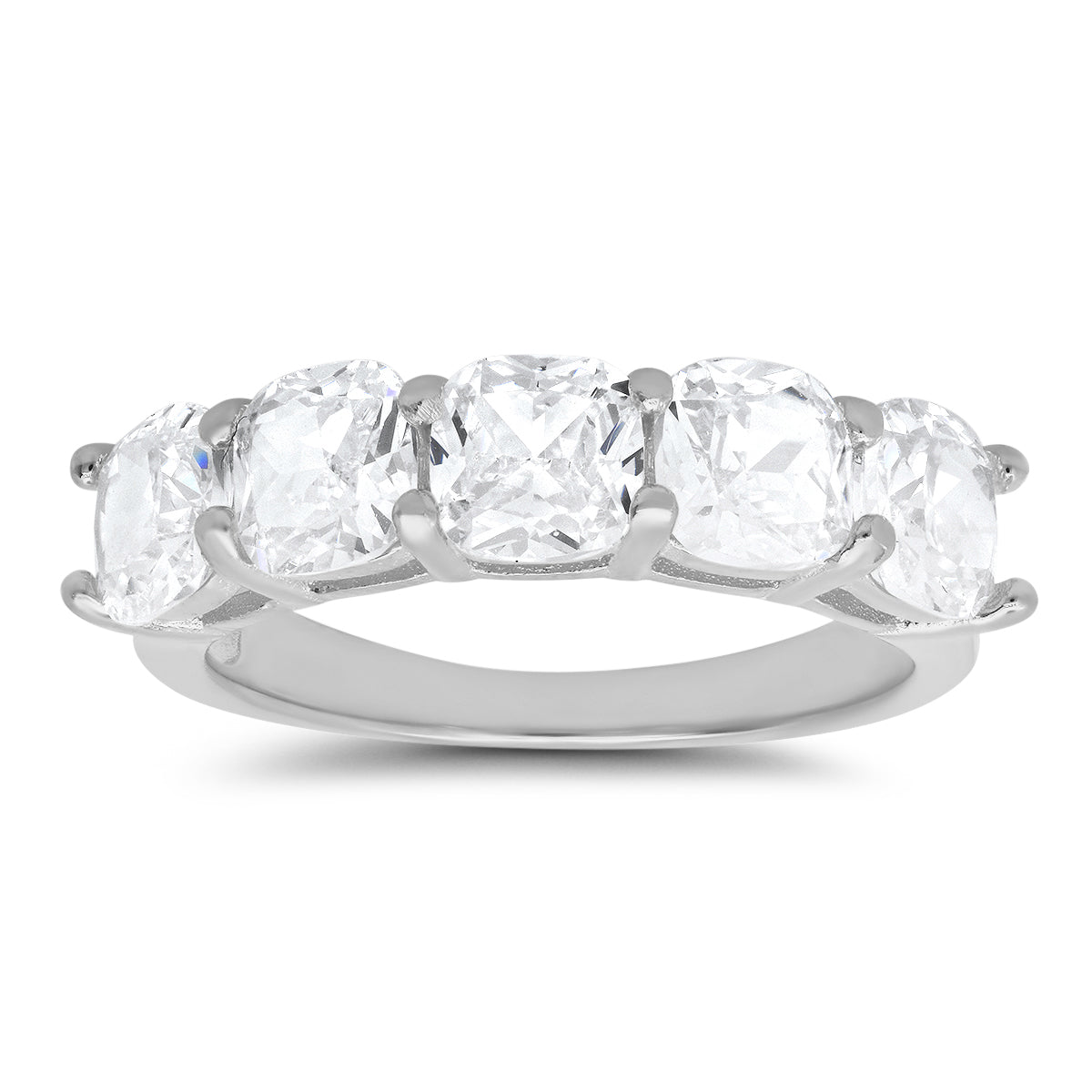 Sterling Silver 5-stone Cushion-cut CZ Ring - Charming Charlie