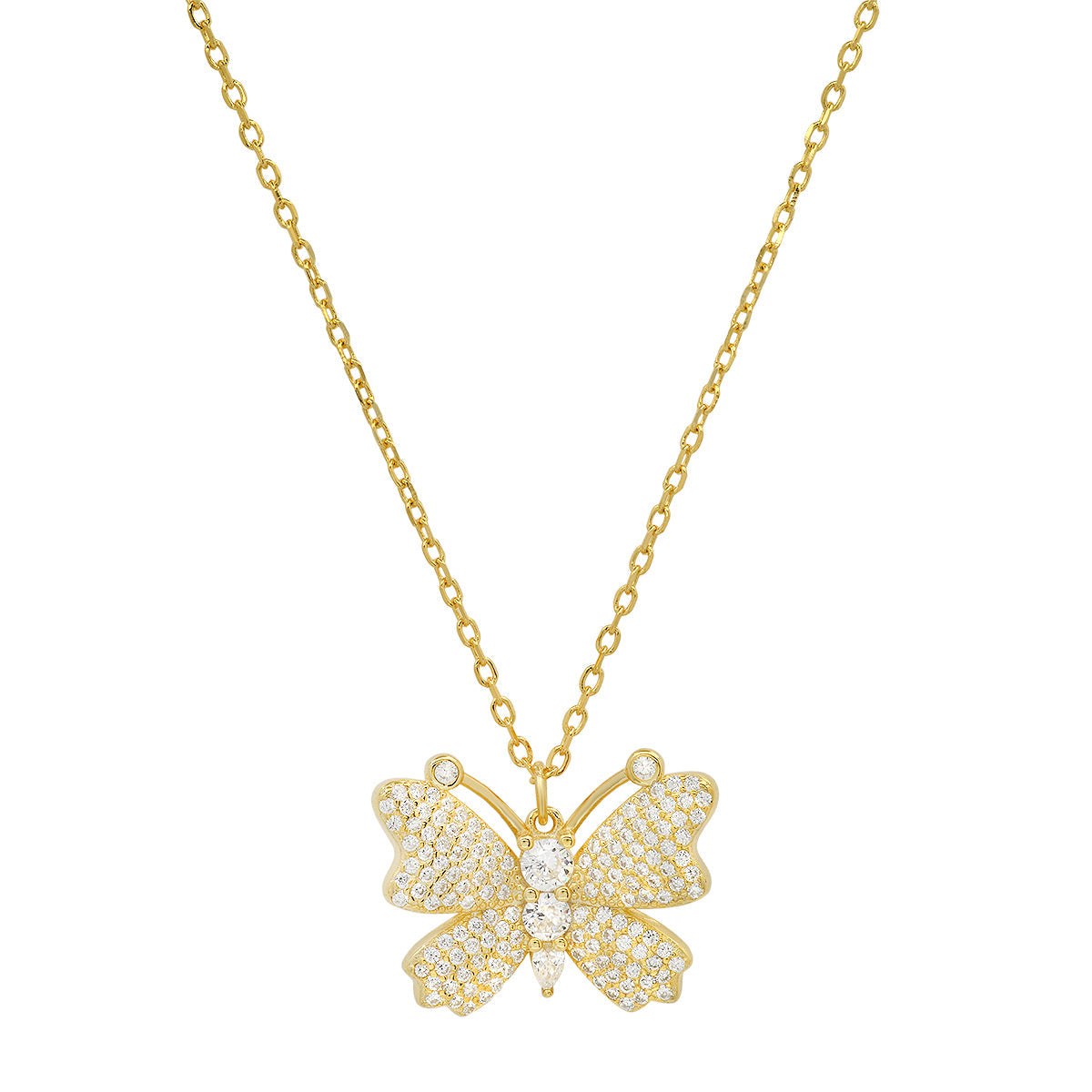 Yellow Gold Over Silver Butterfly CZ Pendant - Charming Charlie