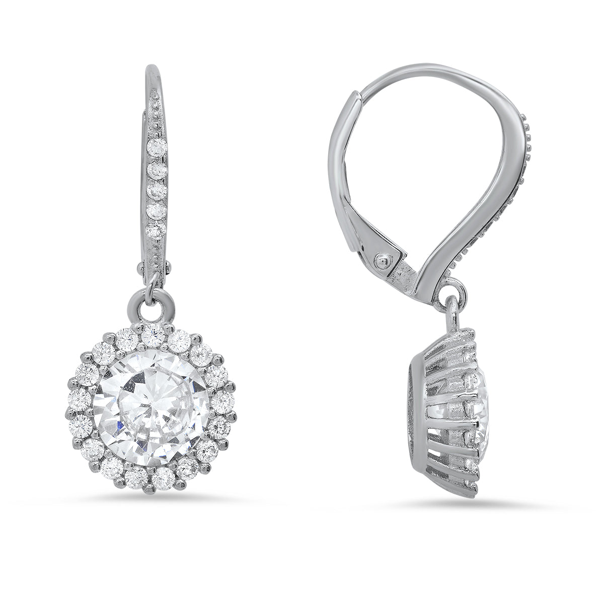 Sterling Silver Birthstone Dangling Halo Earrings - Charming Charlie