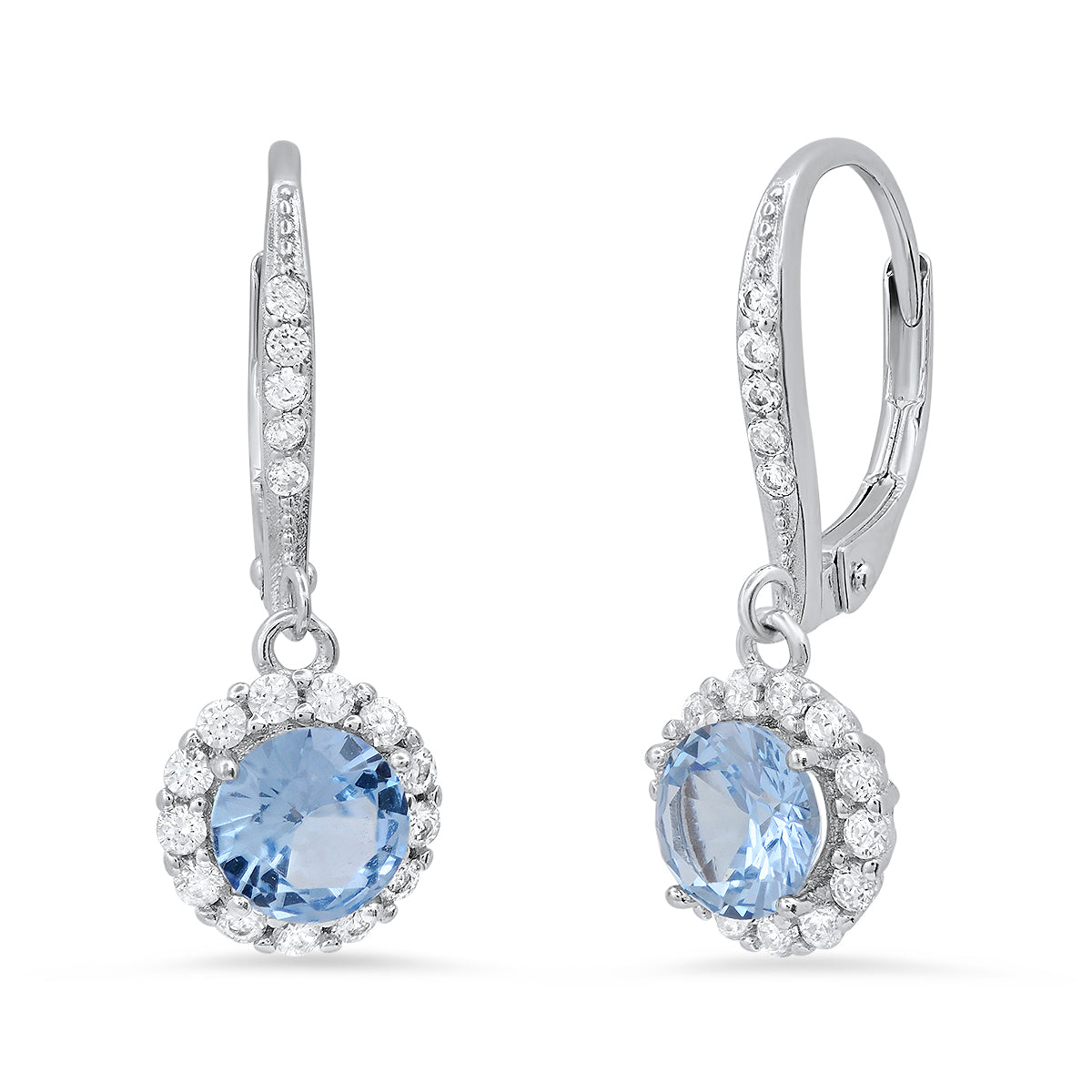 Sterling Silver Birthstone Dangling Halo Earrings - Charming Charlie