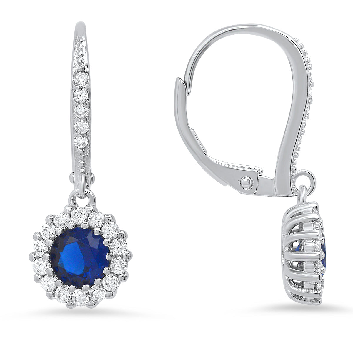 Sterling Silver Birthstone Dangling Halo Earrings - Charming Charlie