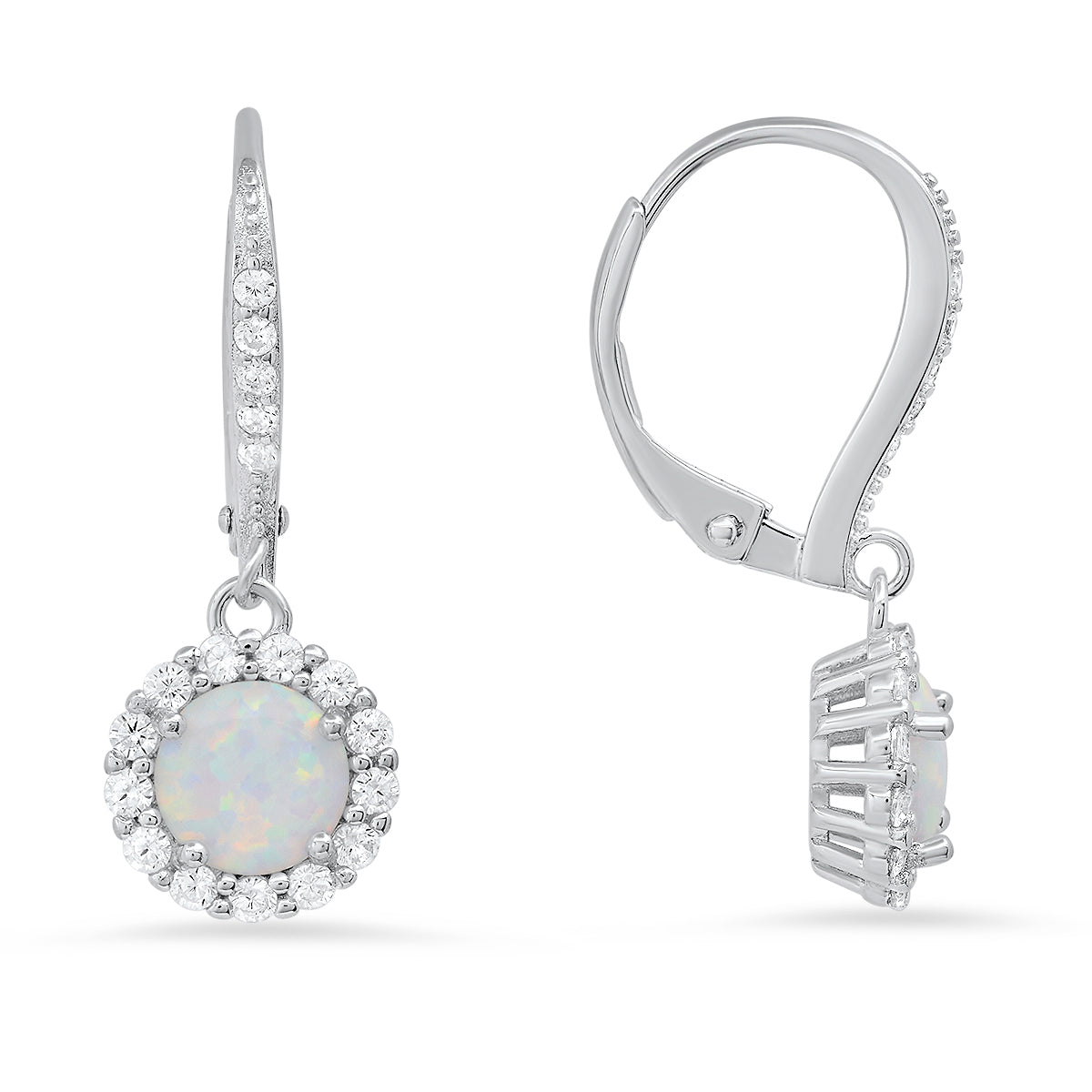 Sterling Silver Birthstone Dangling Halo Earrings - Charming Charlie