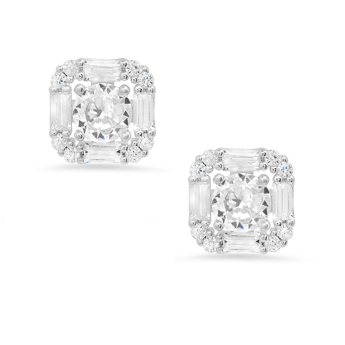 Sterling Silver CZ Halo Stud Earrings - Charming Charlie