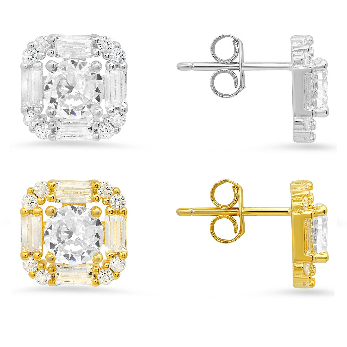Sterling Silver CZ Halo Stud Earrings - Charming Charlie