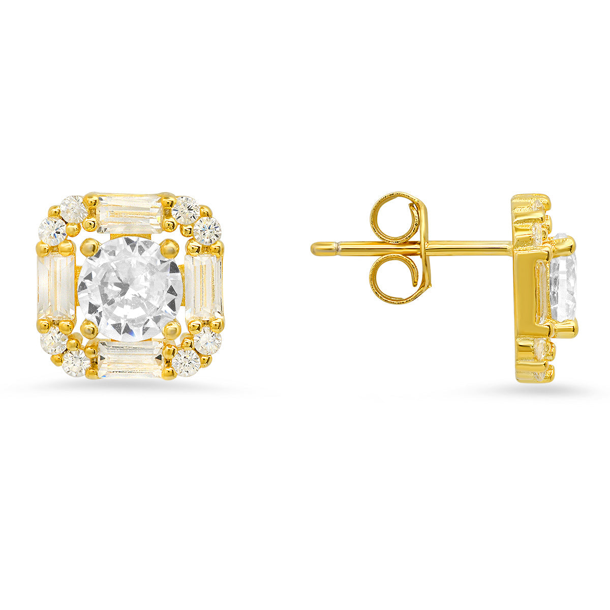 Sterling Silver CZ Halo Stud Earrings - Charming Charlie