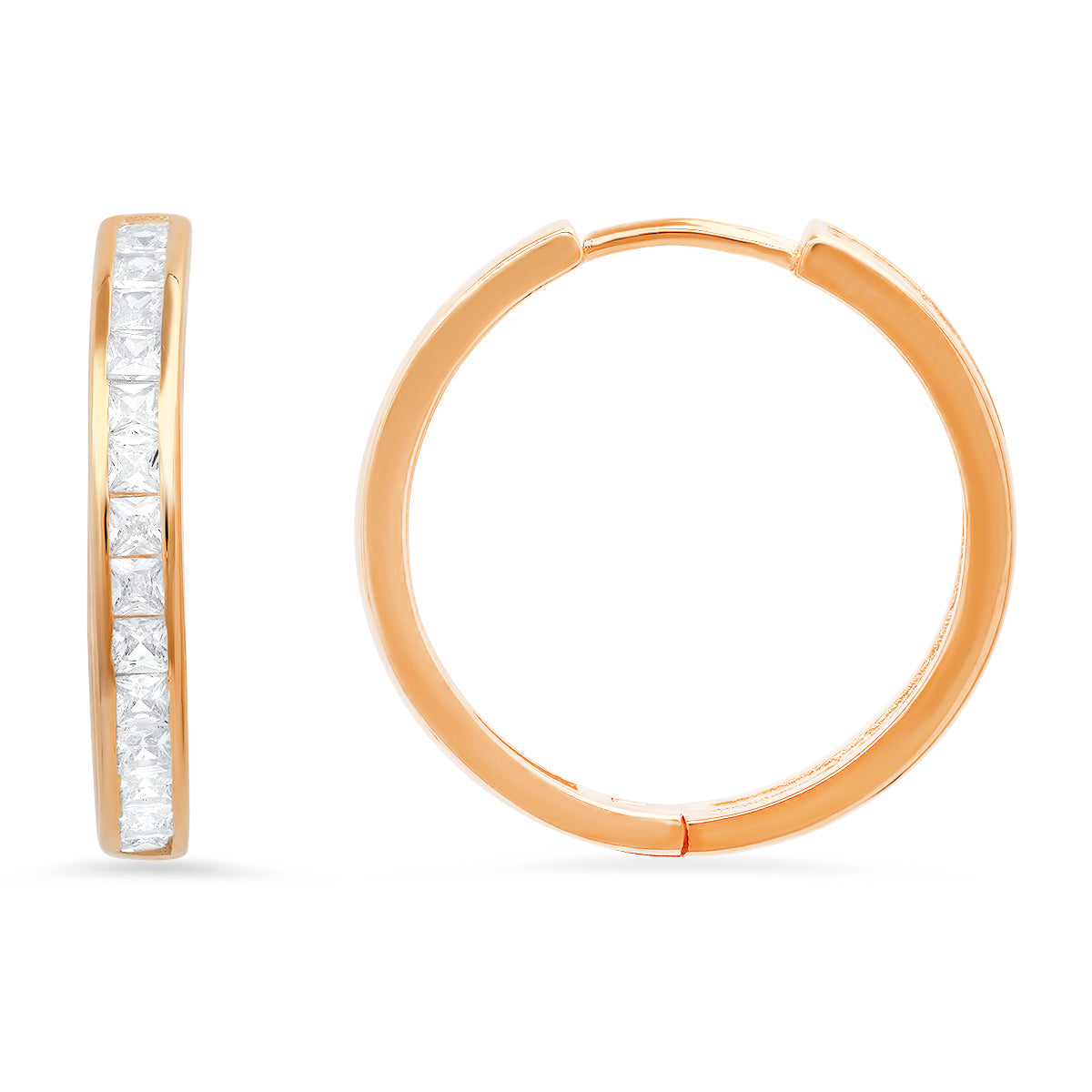 Sterling Silver Princess-cut CZ Hoop Earrings - Charming Charlie