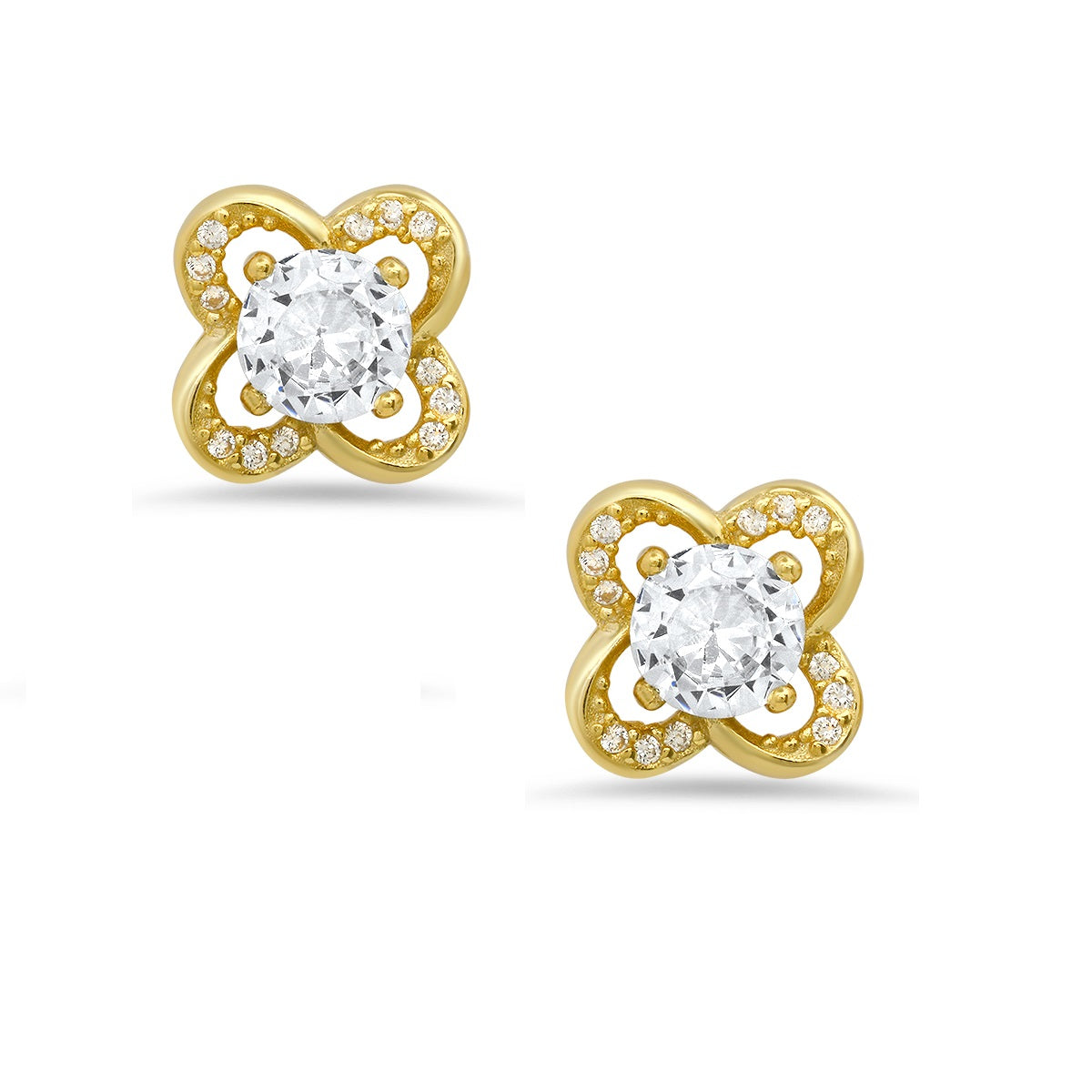 Sterling Silver Flower CZ Stud Earrings - Charming Charlie
