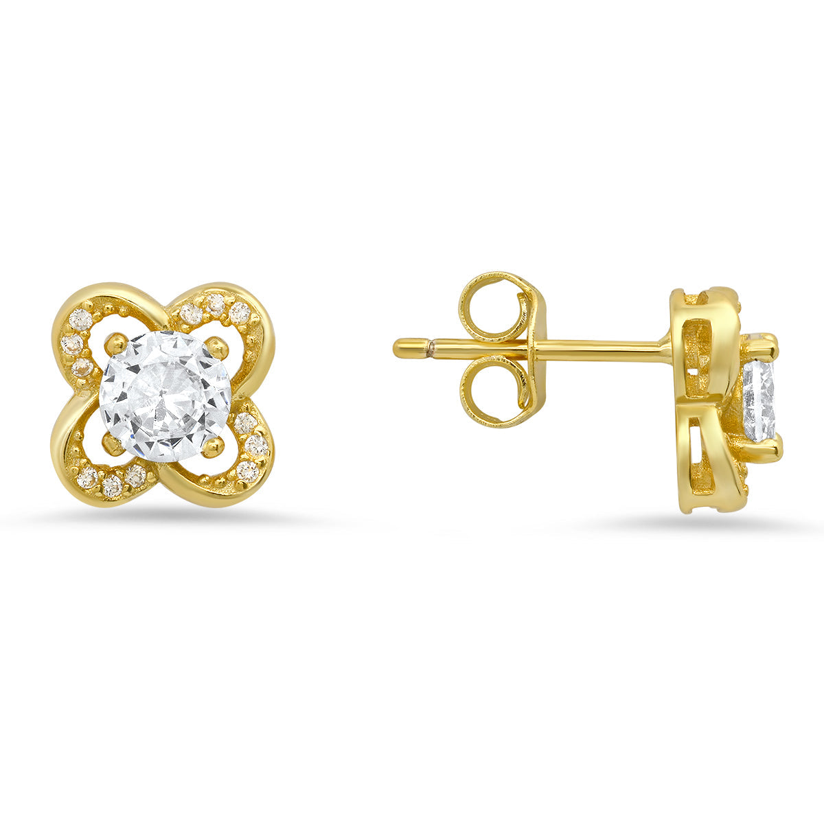 Sterling Silver Flower CZ Stud Earrings - Charming Charlie