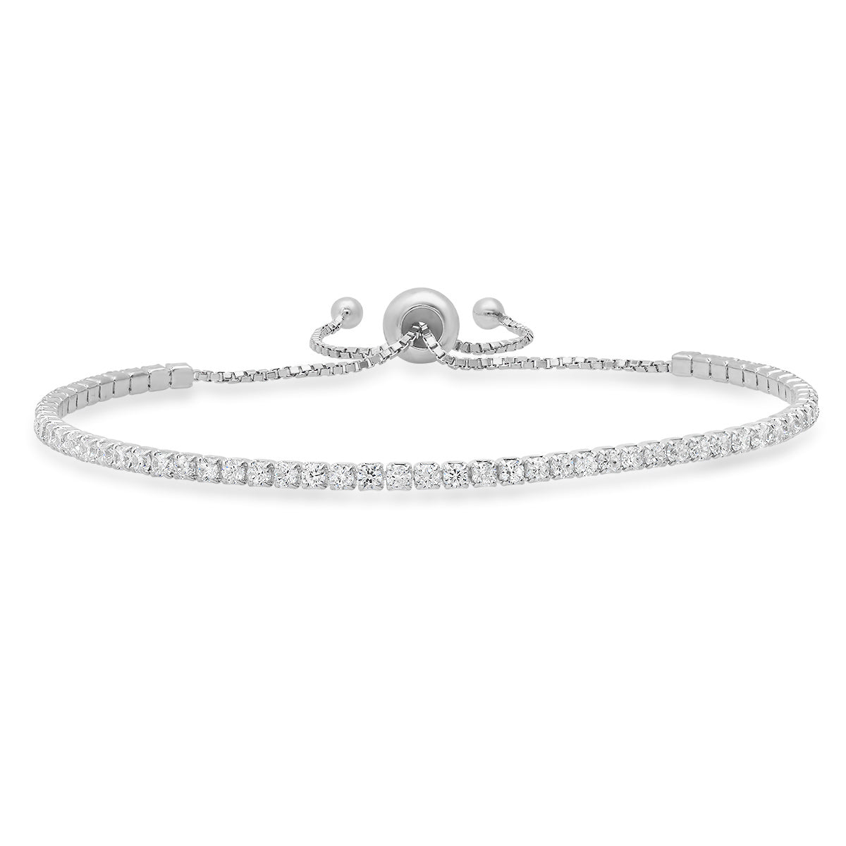 Sterling Silver Petite CZ Adjustable Bracelet - Charming Charlie