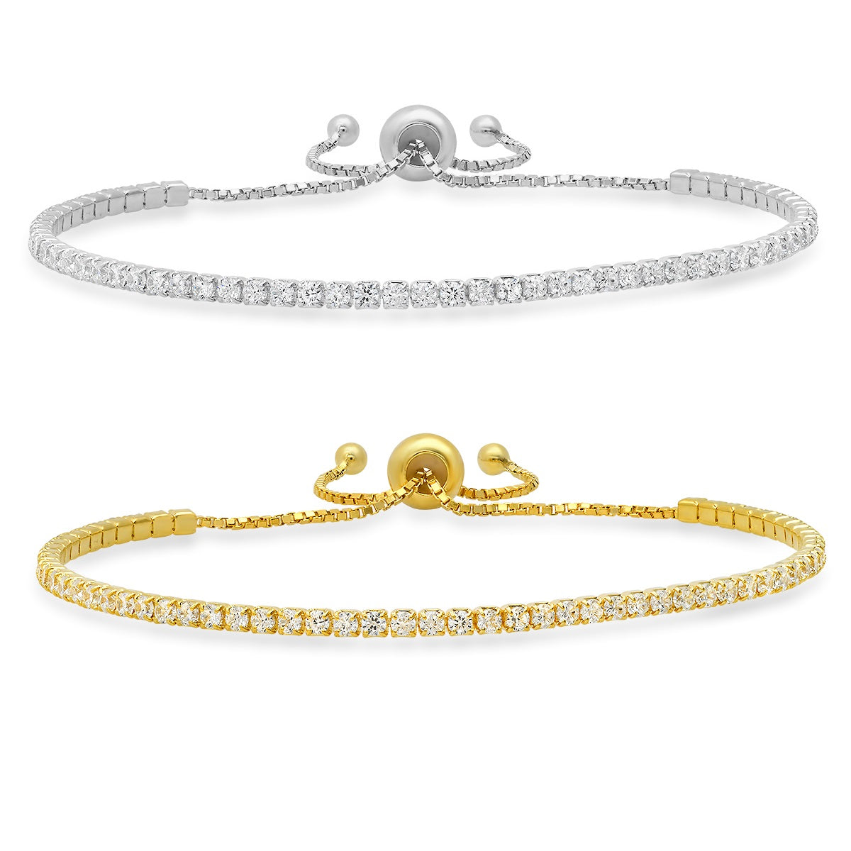 Sterling Silver Petite CZ Adjustable Bracelet - Charming Charlie