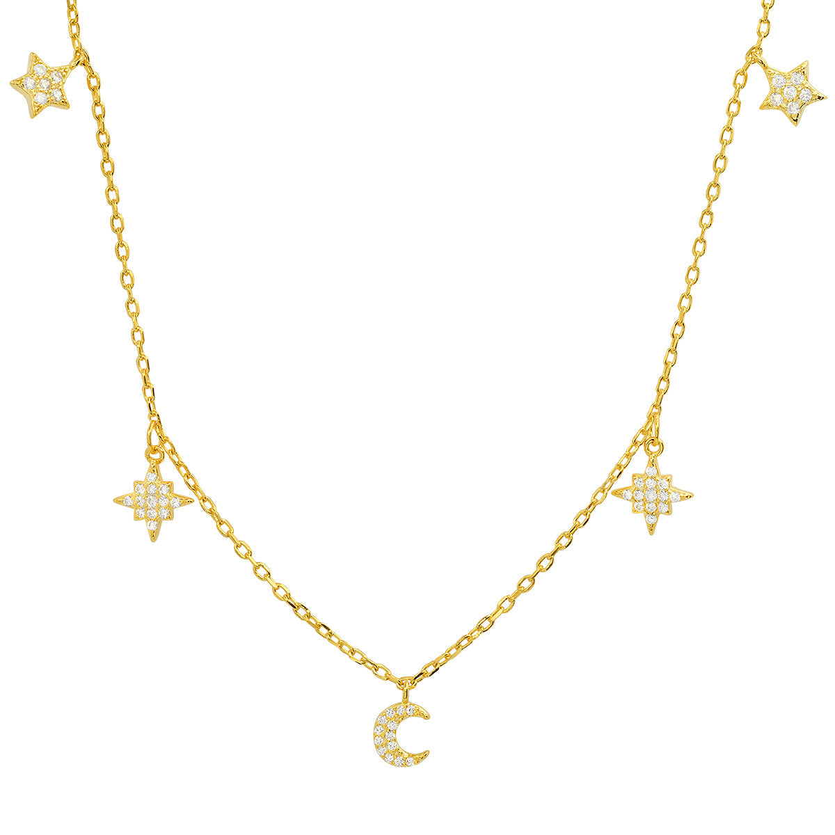 Sterling Silver CZ Dangling Celestial Necklace - Charming Charlie