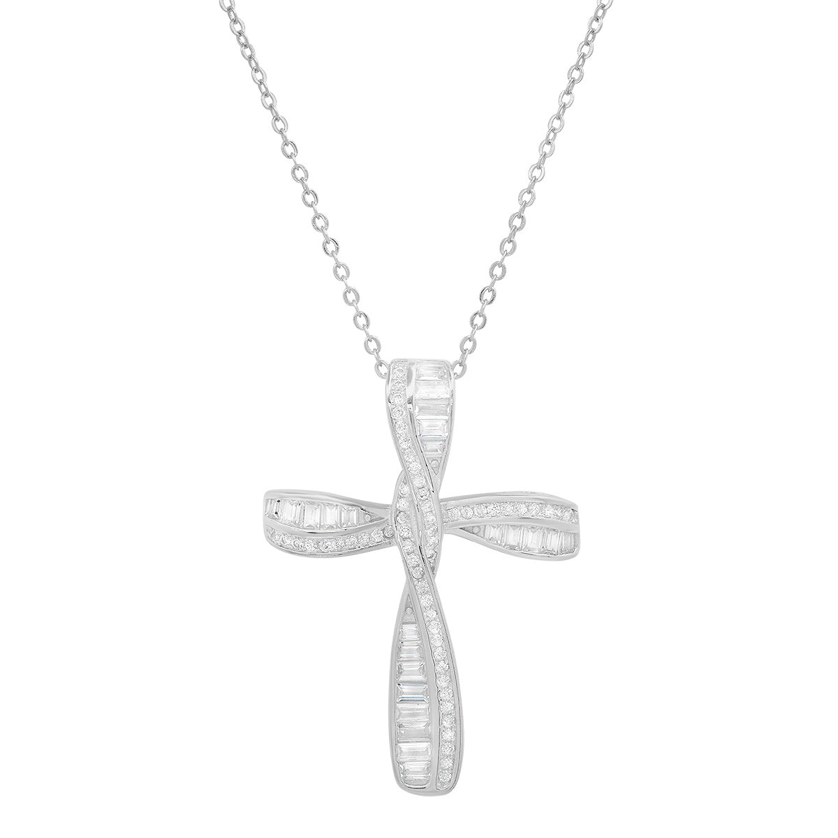 Sterling Silver Luxurious CZ Cross Pendant - Charming Charlie