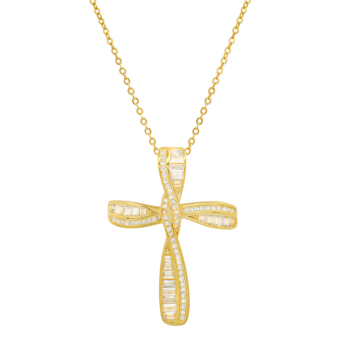 Sterling Silver Luxurious CZ Cross Pendant - Charming Charlie