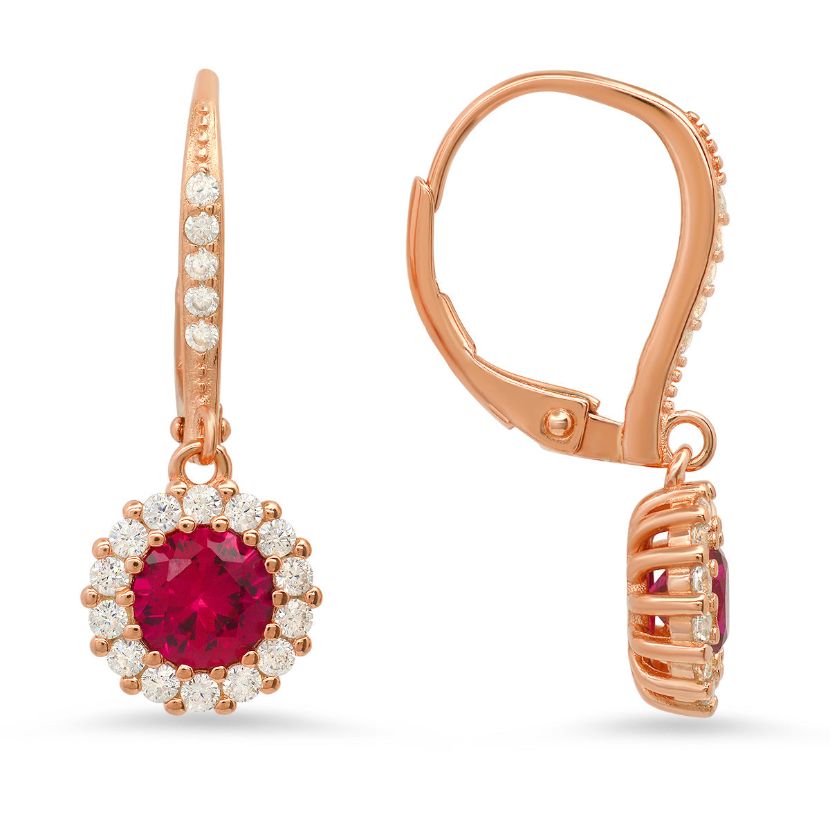 Sterling Silver Birthstone Dangling Halo Earrings - Charming Charlie