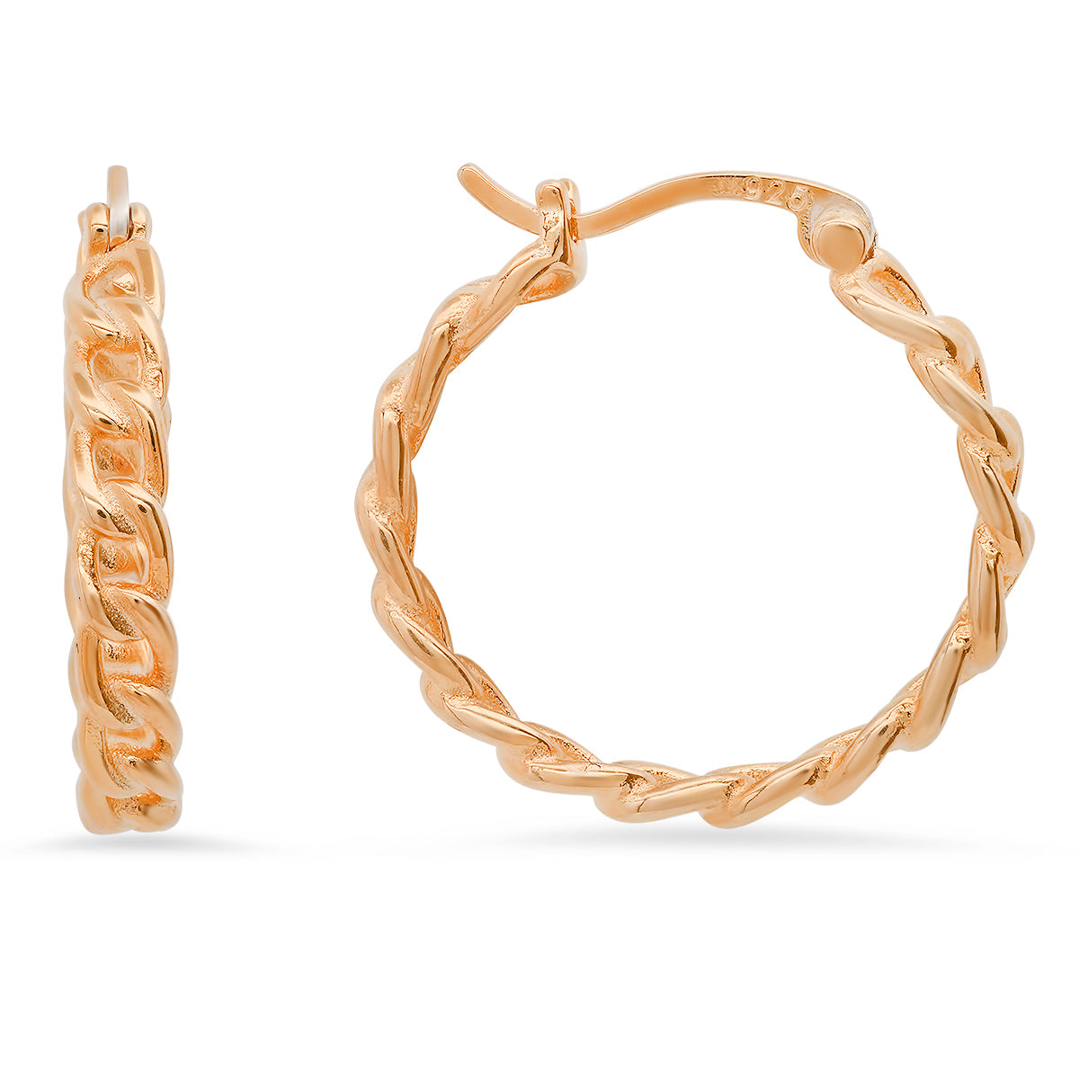 Sterling Silver Curb Chain Hoop Earrings - Charming Charlie