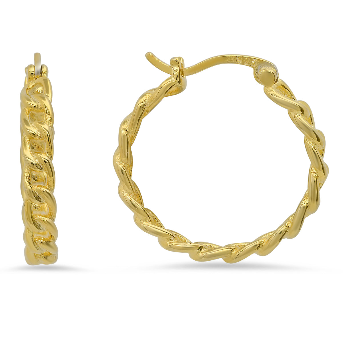 Sterling Silver Curb Chain Hoop Earrings - Charming Charlie