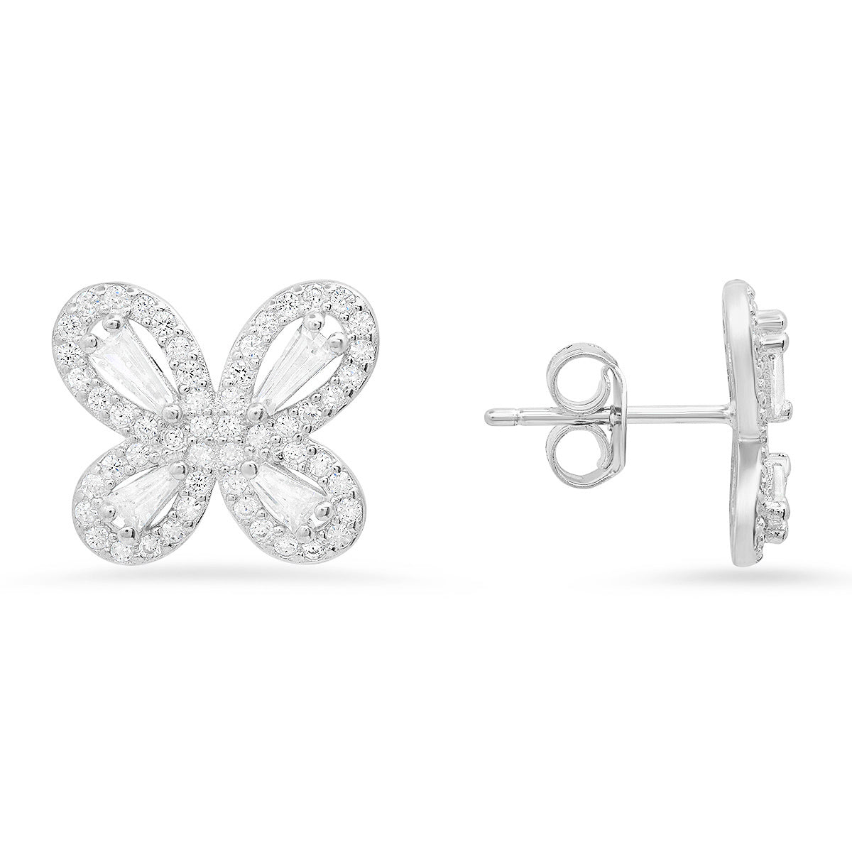 Sterling Silver Butterfly CZ Stud Earrings - Charming Charlie
