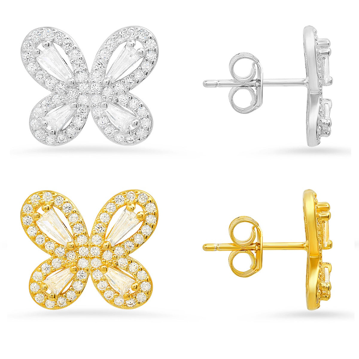 Sterling Silver Butterfly CZ Stud Earrings - Charming Charlie
