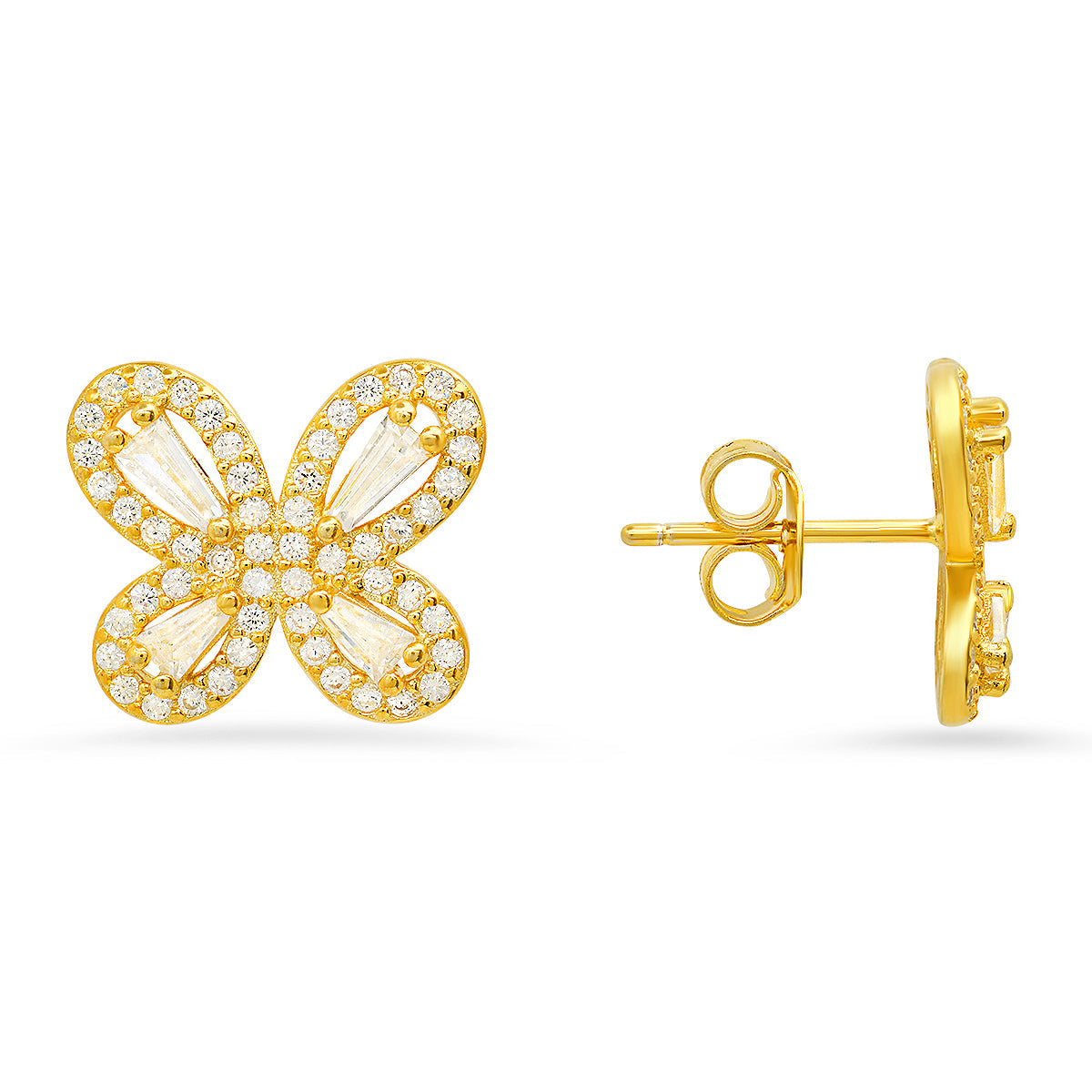 Sterling Silver Butterfly CZ Stud Earrings - Charming Charlie