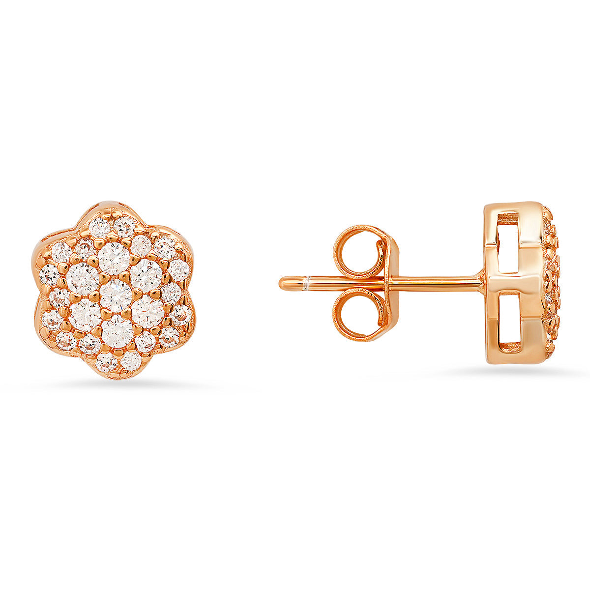 Sterling Silver Petite Flower CZ Stud Earrings - Charming Charlie