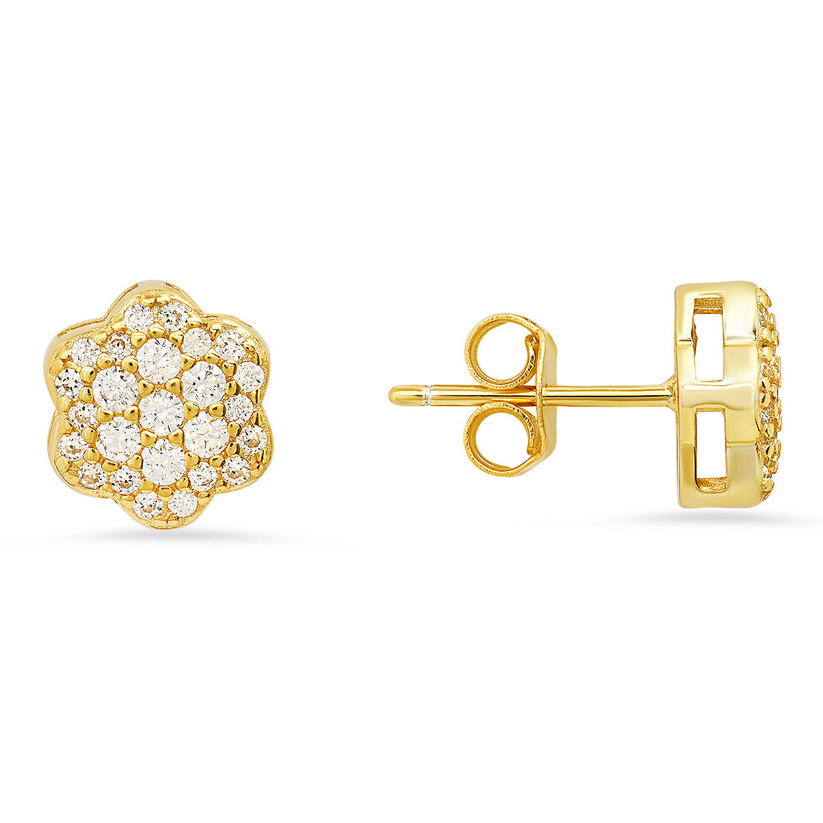 Sterling Silver Petite Flower CZ Stud Earrings - Charming Charlie