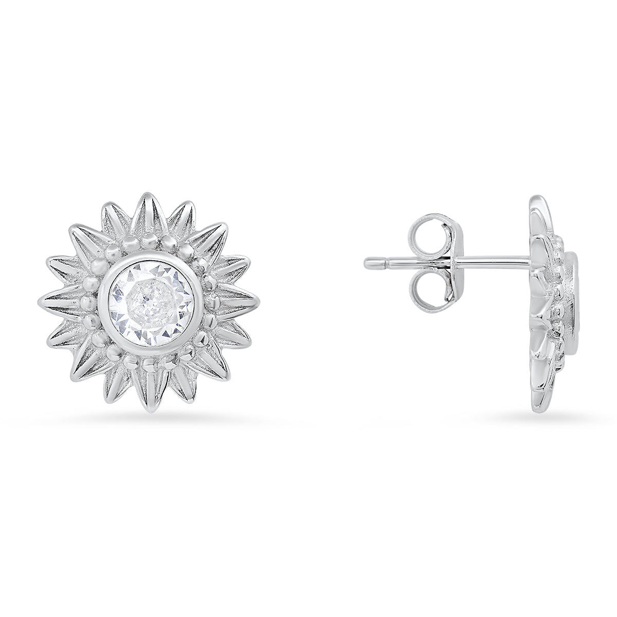 Sterling Silver Vintage Floral Stud Earrings - Charming Charlie