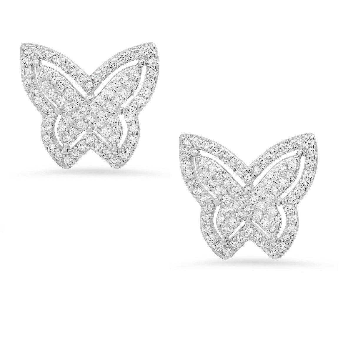 Sterling Silver Pave Butterfly CZ Stud Earrings - Charming Charlie