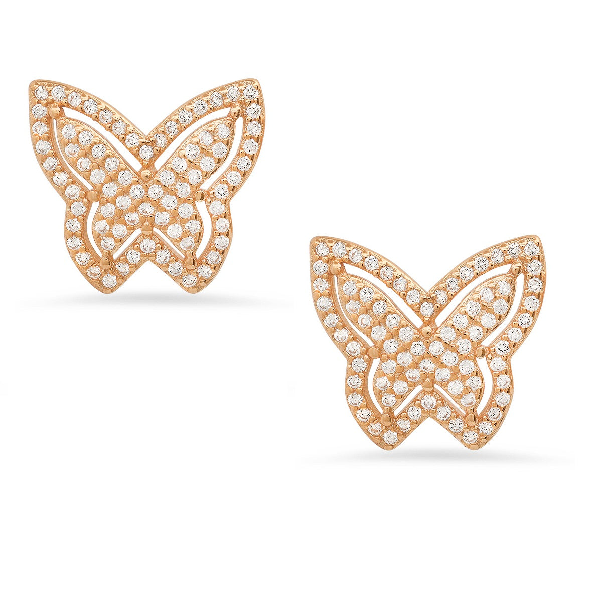 Sterling Silver Pave Butterfly CZ Stud Earrings - Charming Charlie