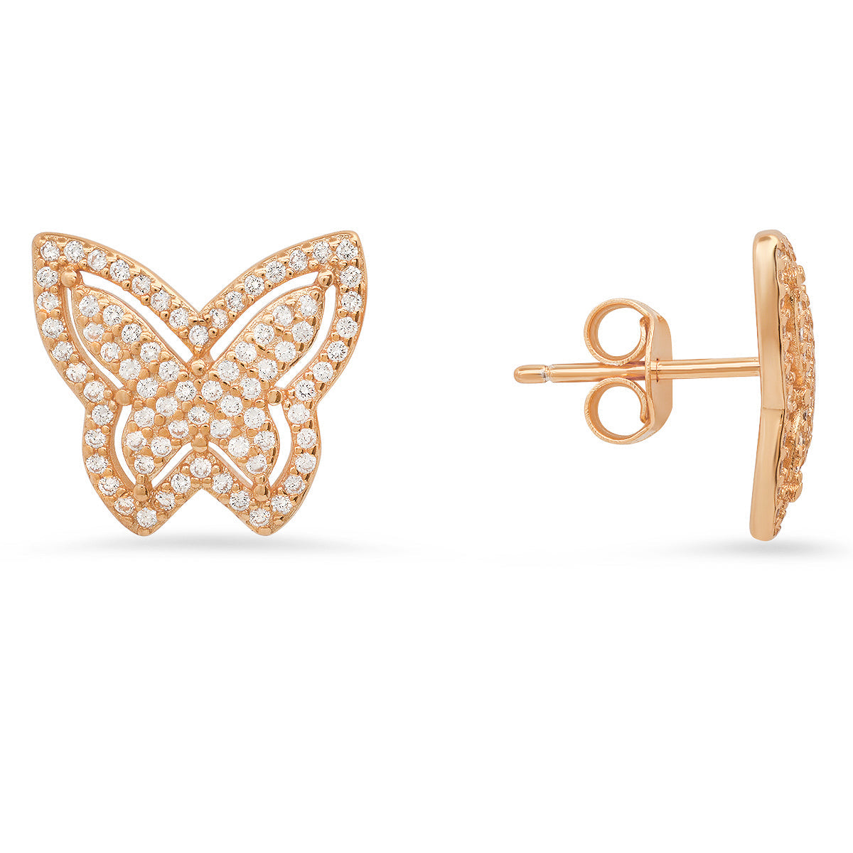 Sterling Silver Pave Butterfly CZ Stud Earrings - Charming Charlie