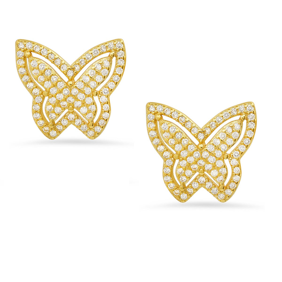 Sterling Silver Pave Butterfly CZ Stud Earrings - Charming Charlie