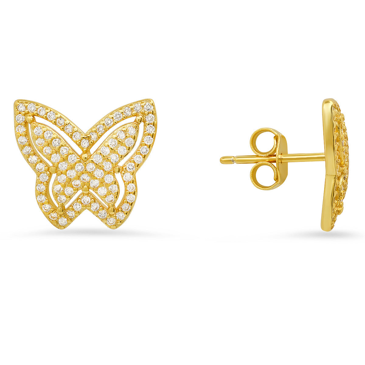 Sterling Silver Pave Butterfly CZ Stud Earrings - Charming Charlie