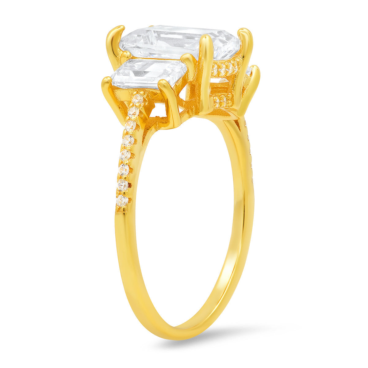 Sterling Silver 3-Stone Emerald-cut CZ Ring - Charming Charlie
