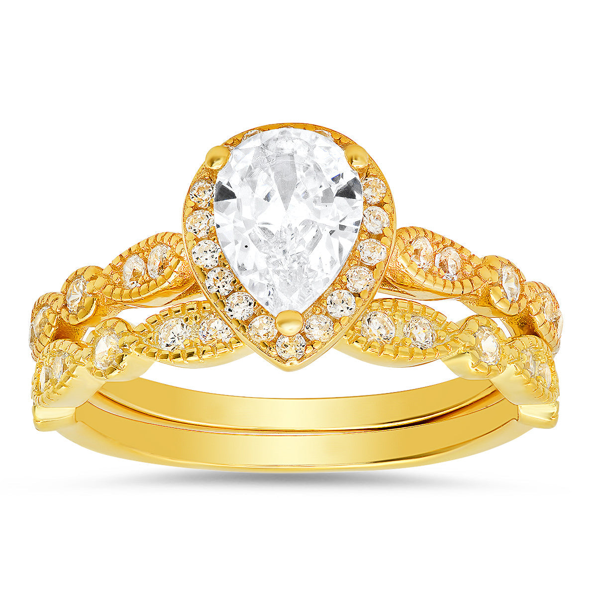Sterling Silver 2pc CZ Stackable Ring Set - Charming Charlie