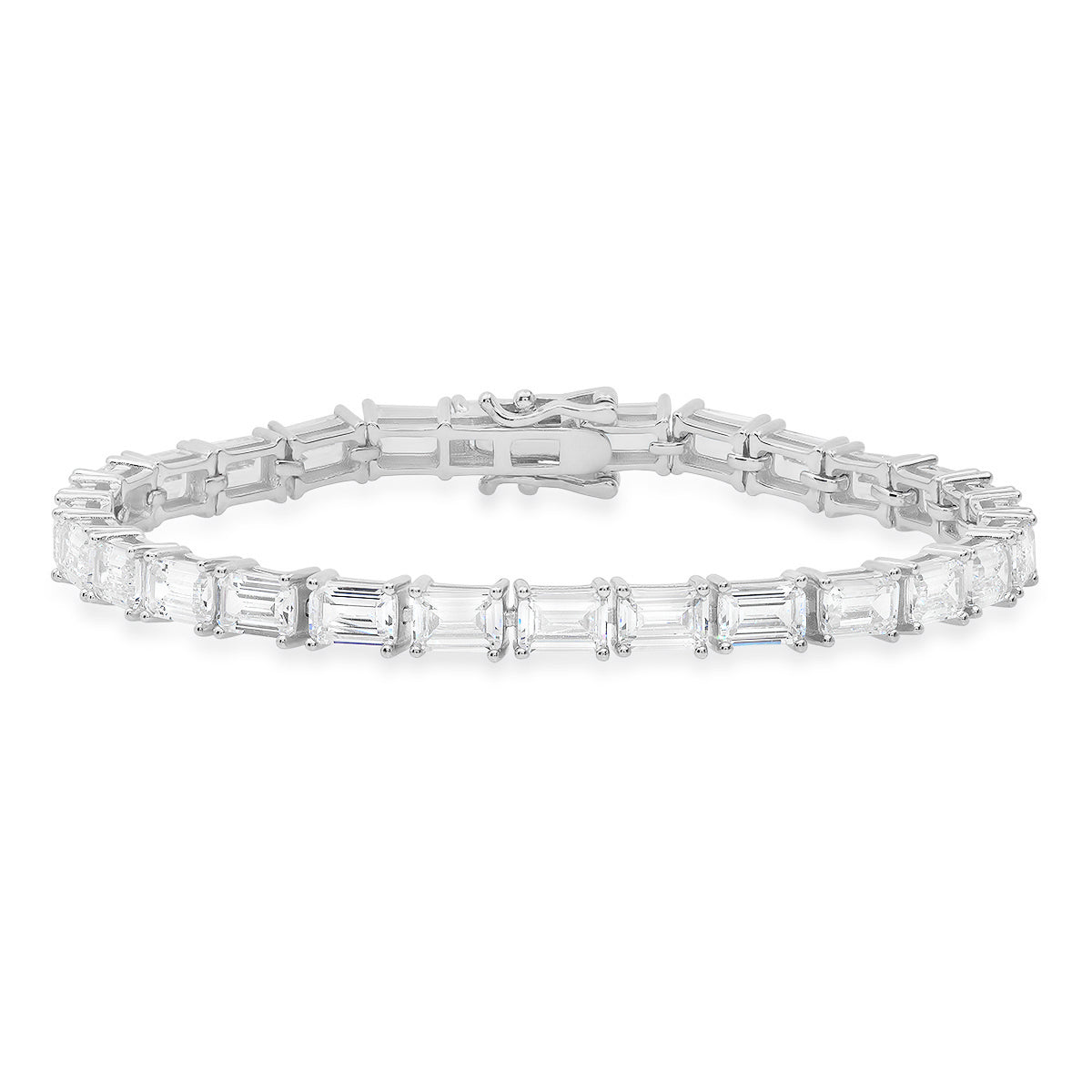 Sterling Silver Emerald-cut CZ Tennis Bracelet - Charming Charlie