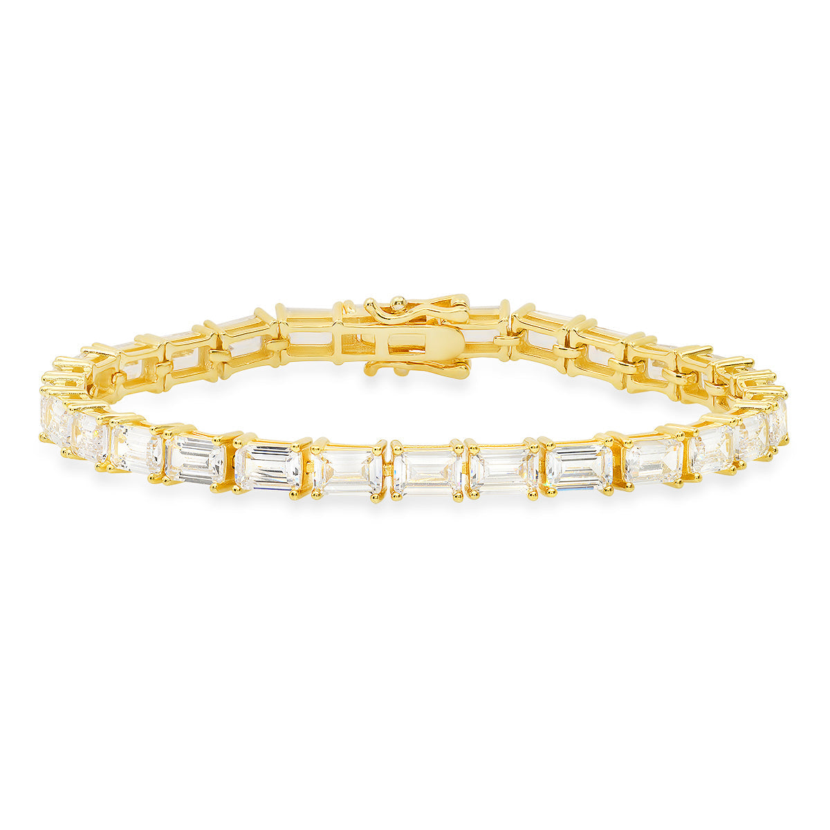 Sterling Silver Emerald-cut CZ Tennis Bracelet - Charming Charlie