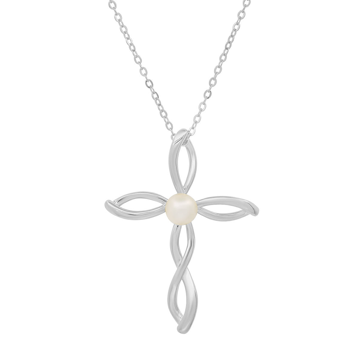 Sterling Silver Genuine Pearl Cross Pendant - Charming Charlie