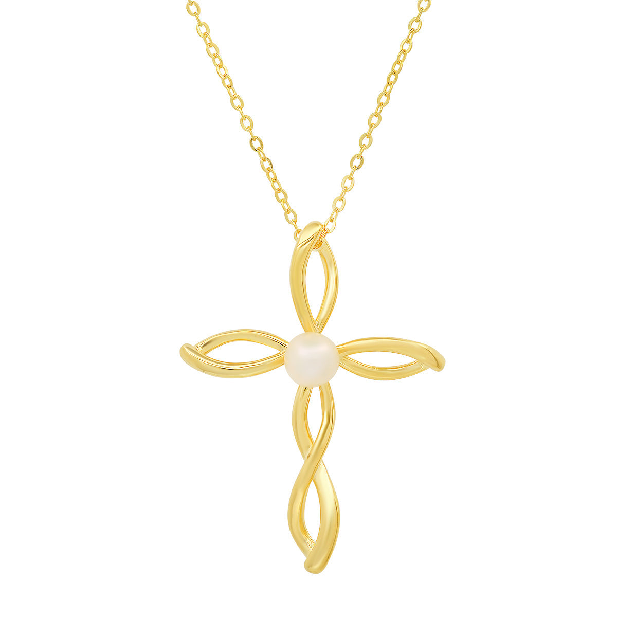 Sterling Silver Genuine Pearl Cross Pendant - Charming Charlie