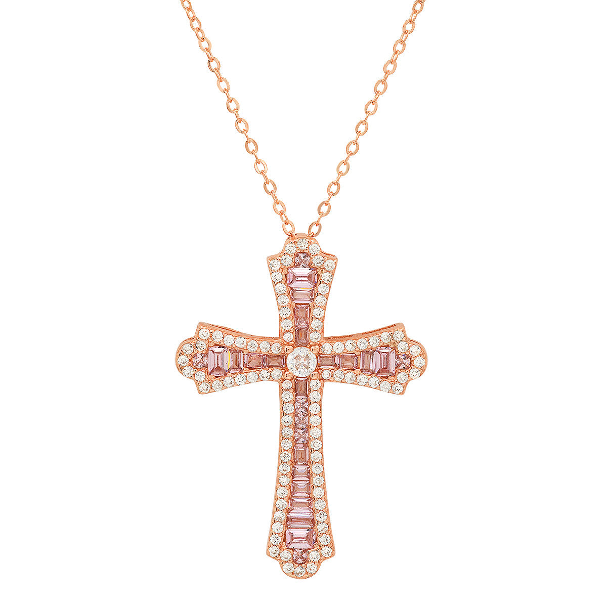 Sterling Silver Luxurious CZ Cross Pendant - Charming Charlie