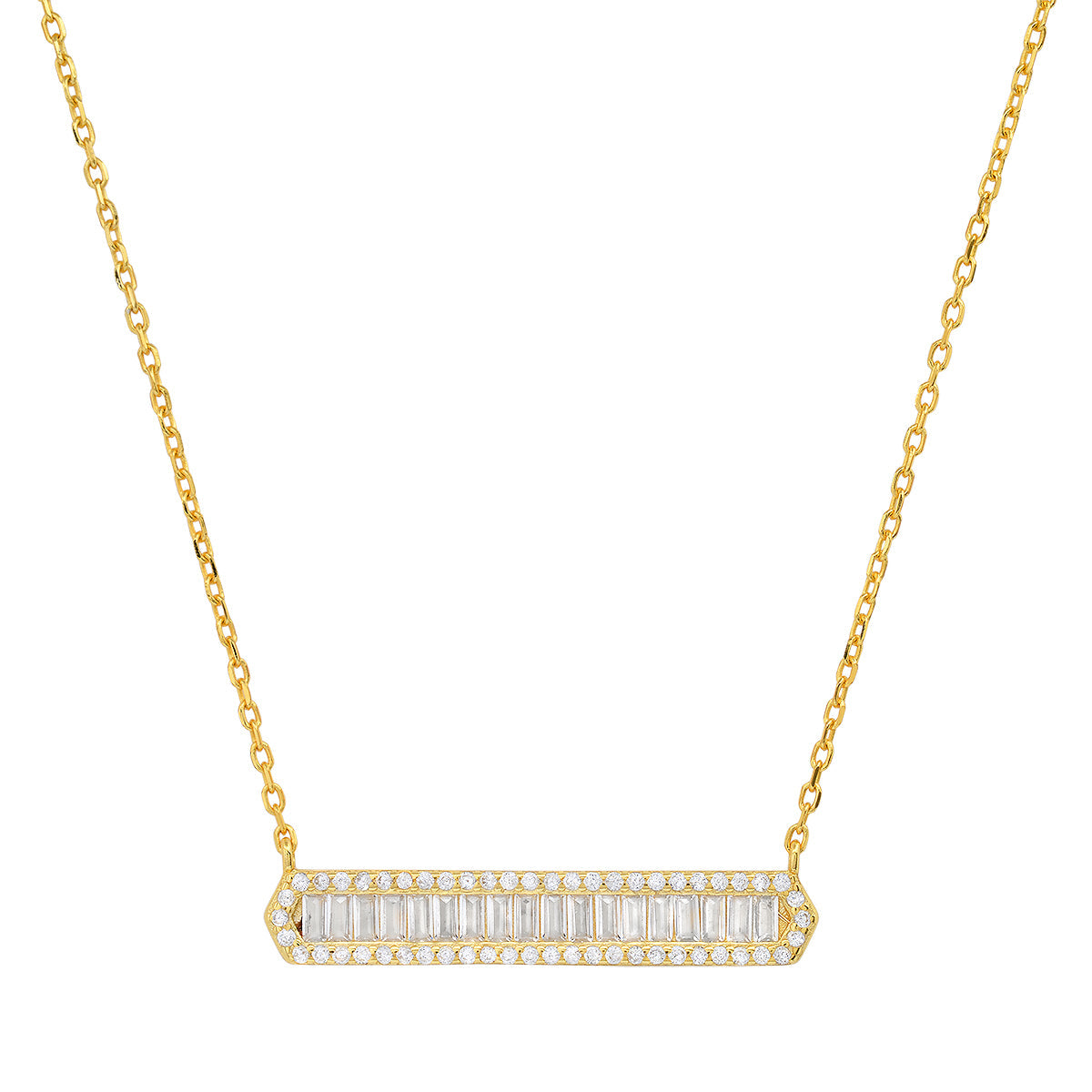 Sterling Silver Luxurious Diamond Bar Necklace - Charming Charlie