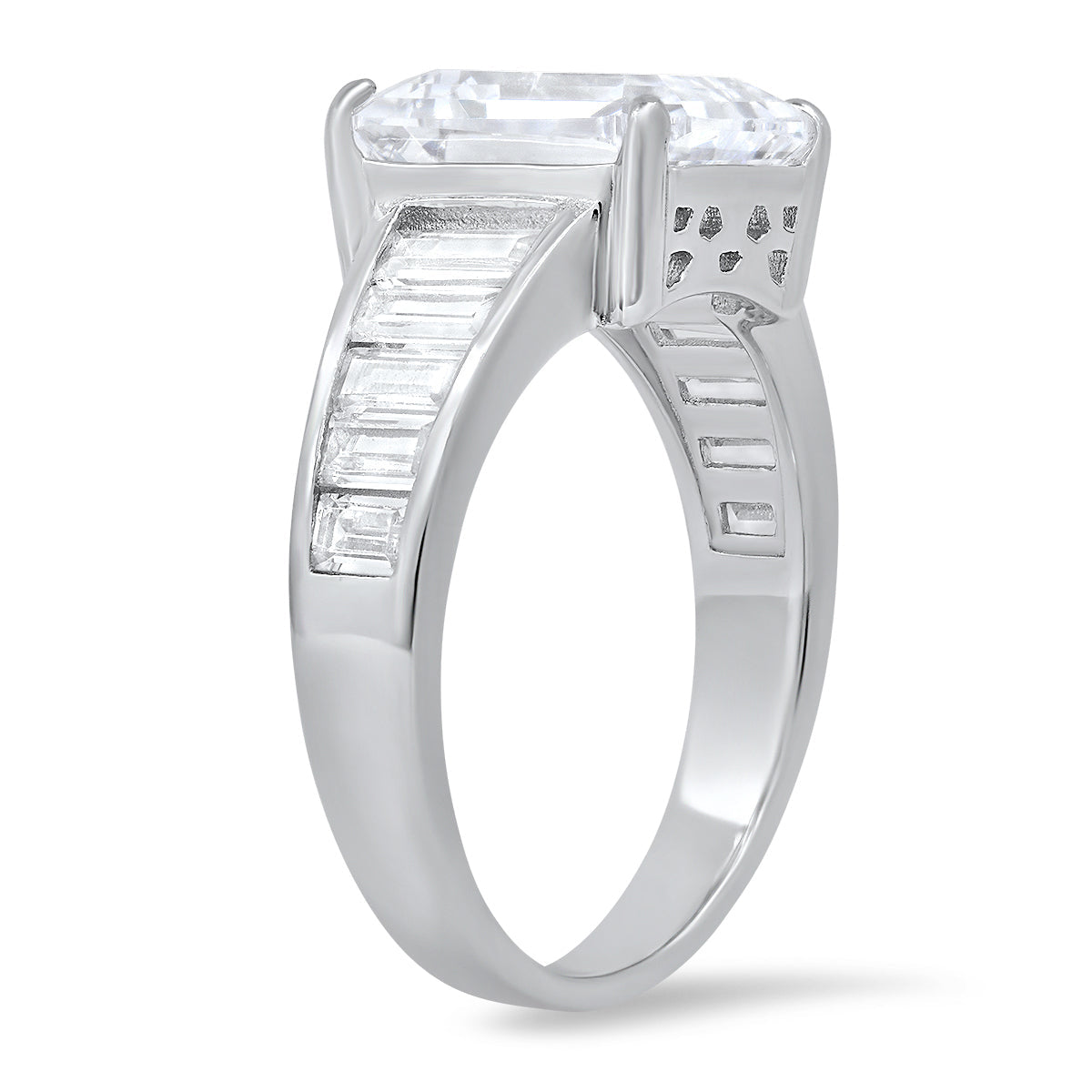 Sterling Silver Emerald-cut Diamond CZ Statement Ring - Charming Charlie