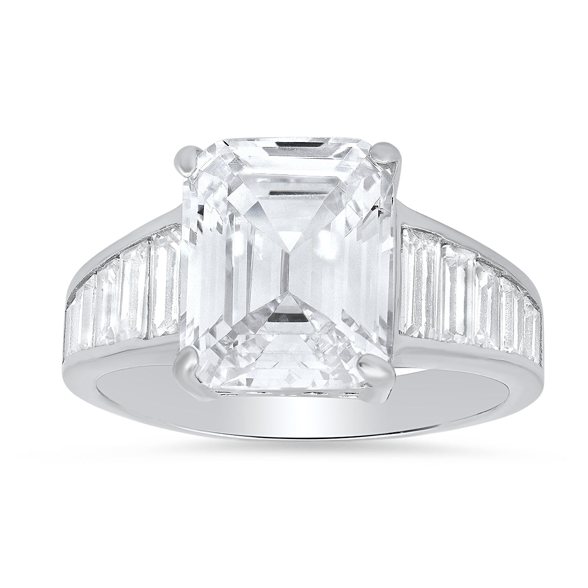Sterling Silver Emerald-cut Diamond CZ Statement Ring - Charming Charlie