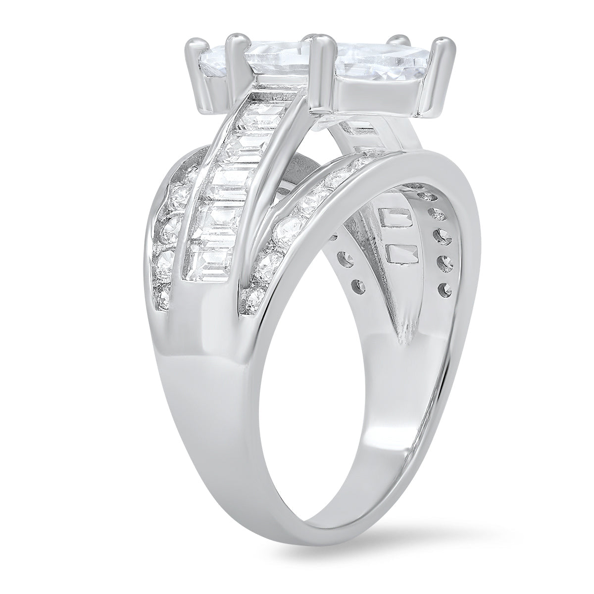 Sterling Silver Marquise-cut Diamond CZ Cocktail Ring - Charming Charlie