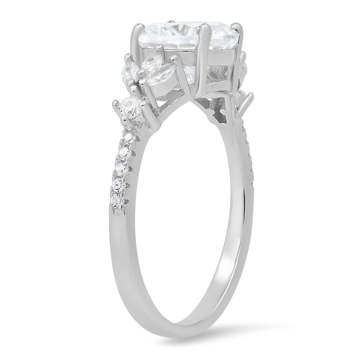 Sterling Silver Round & Marquise-cut Diamond CZ Ring - Charming Charlie